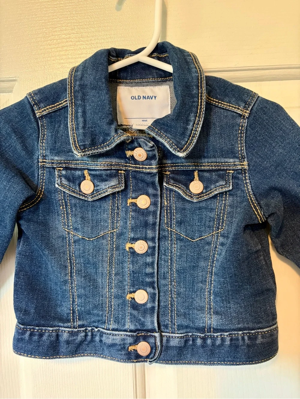 Old Navy Jean Jacket Toddler 12-18 Months Dark Blue Denim Cotton Stretch Snaps